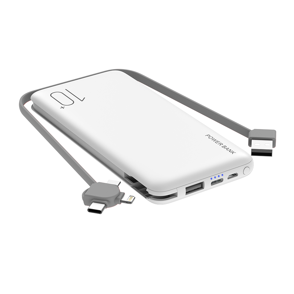 Built in a cable portable charger 10000 mAh powerbank Portable External power bank slim 