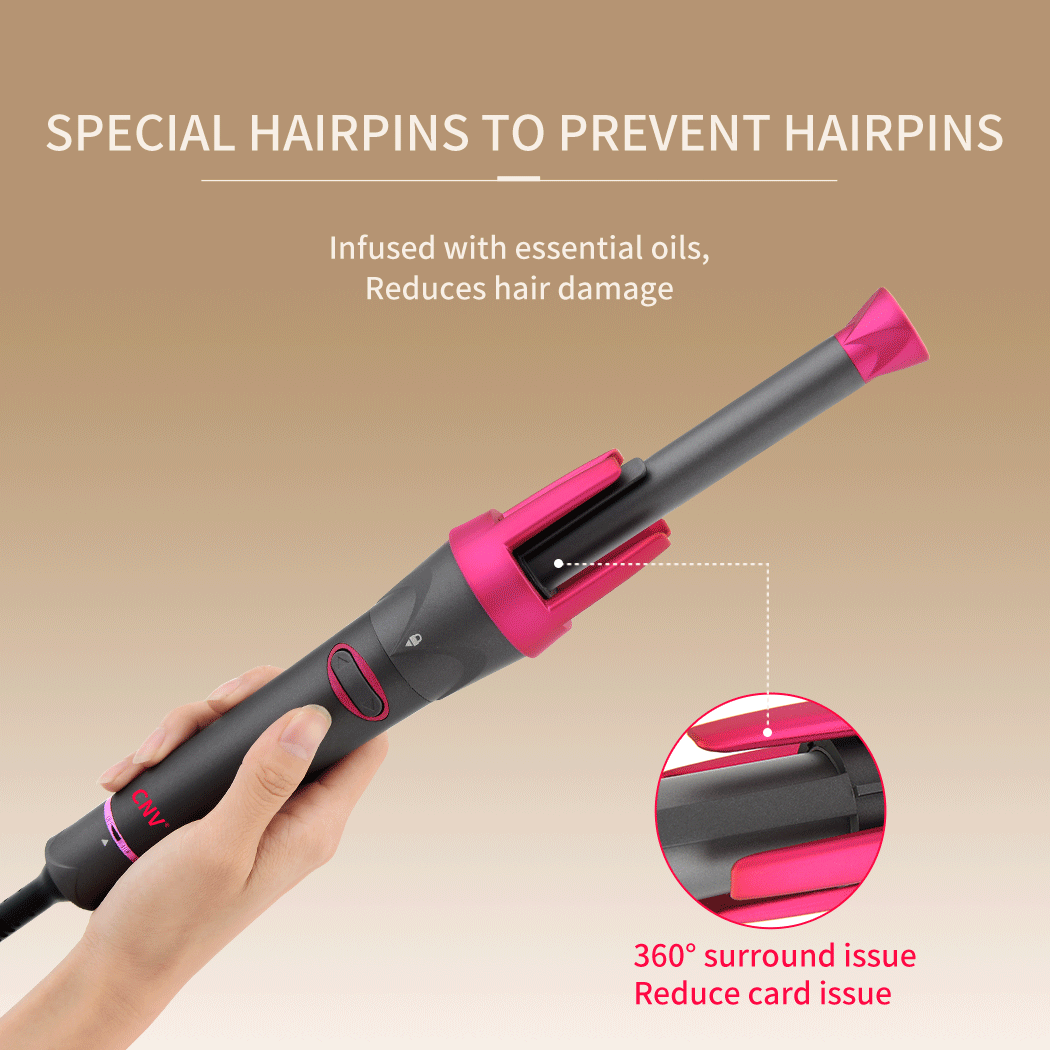 CNV 3 in 1 Interchangeable Hair Curler Ceramic Barrels Wands Automatic Hair Curling Iron 