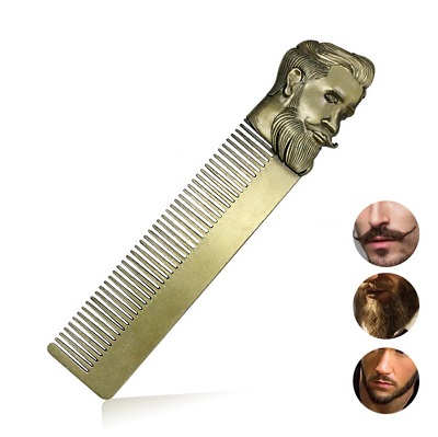 Portable Stainless Steel Oil Head Comb Beard Comb Men's Mustache Comb