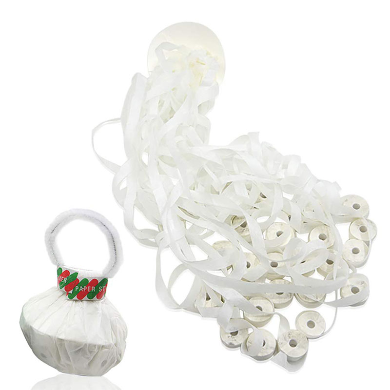 Boomwow 6m No Mess Paper Party Throw Streamers with Handle-White