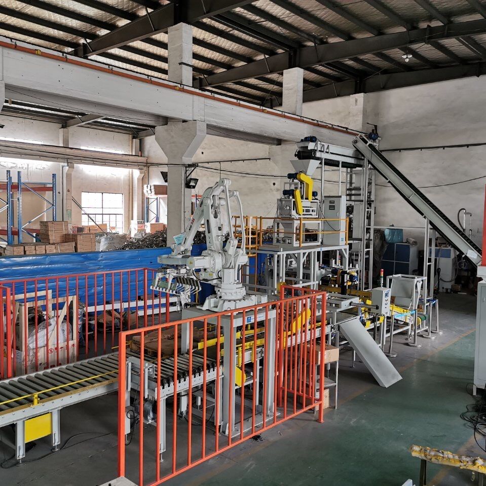 fully automatic bulk fertilizers packaging line full automatic fertilizers bagging palletizing and wrapping system