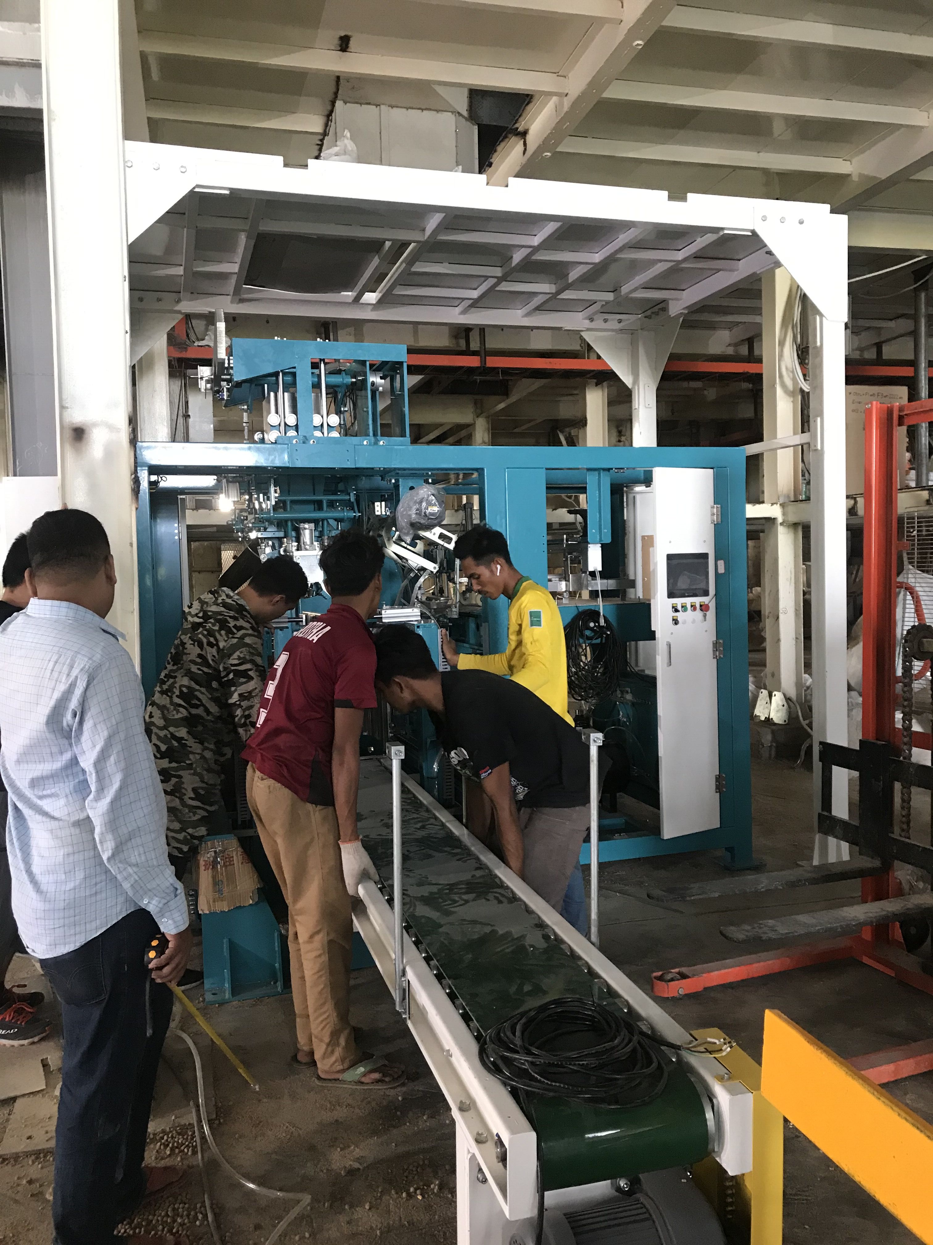 packing machine packaging line full Automatic Backing machine and Palletizer system full automatic fertilizers bagging palletizing and wrapping system