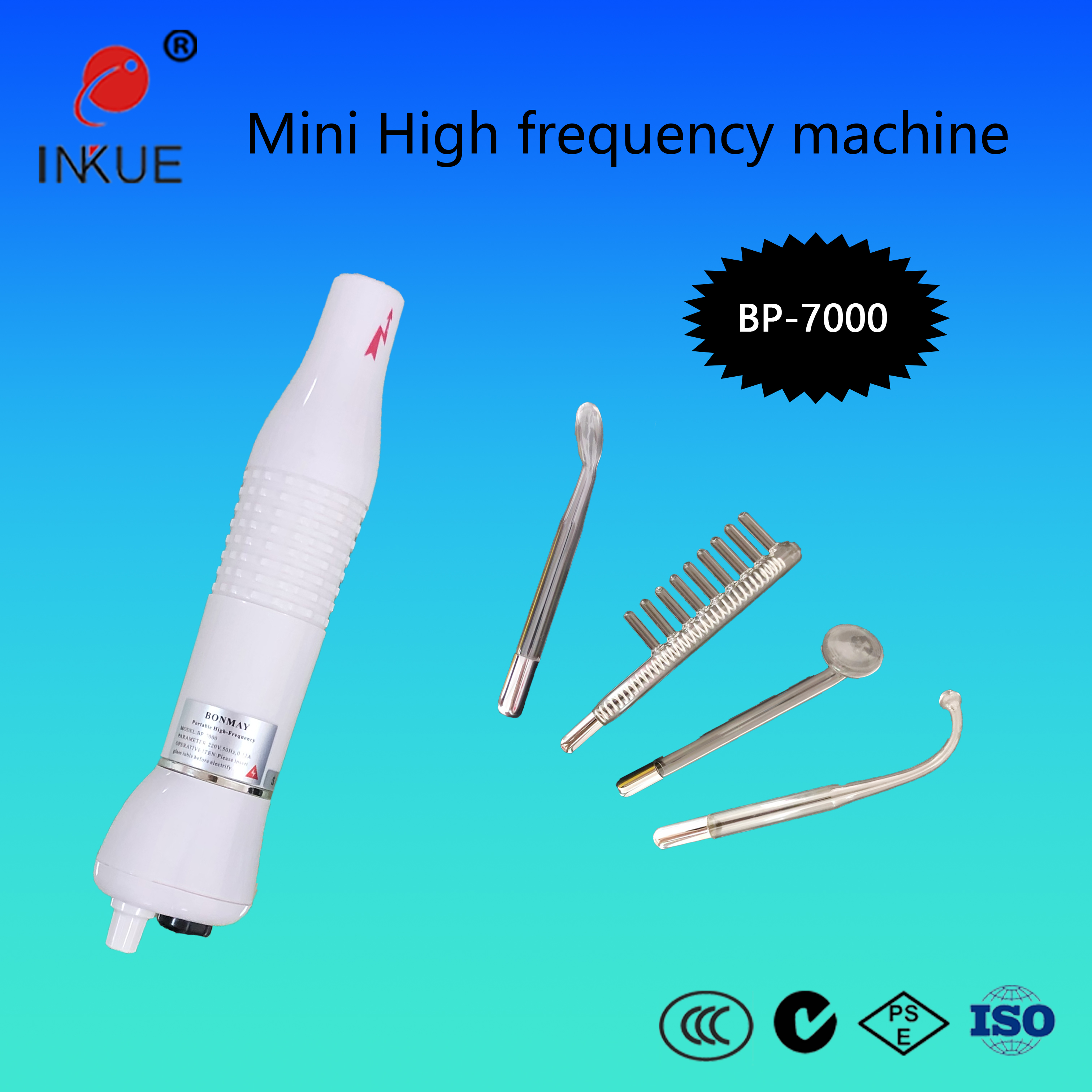 Professional skin therapy stick, portable, high frequency, skin therapy machine, 6 neon and argon, acne treatment, skin recovery, wrinkles reduction, facial skin lifting device