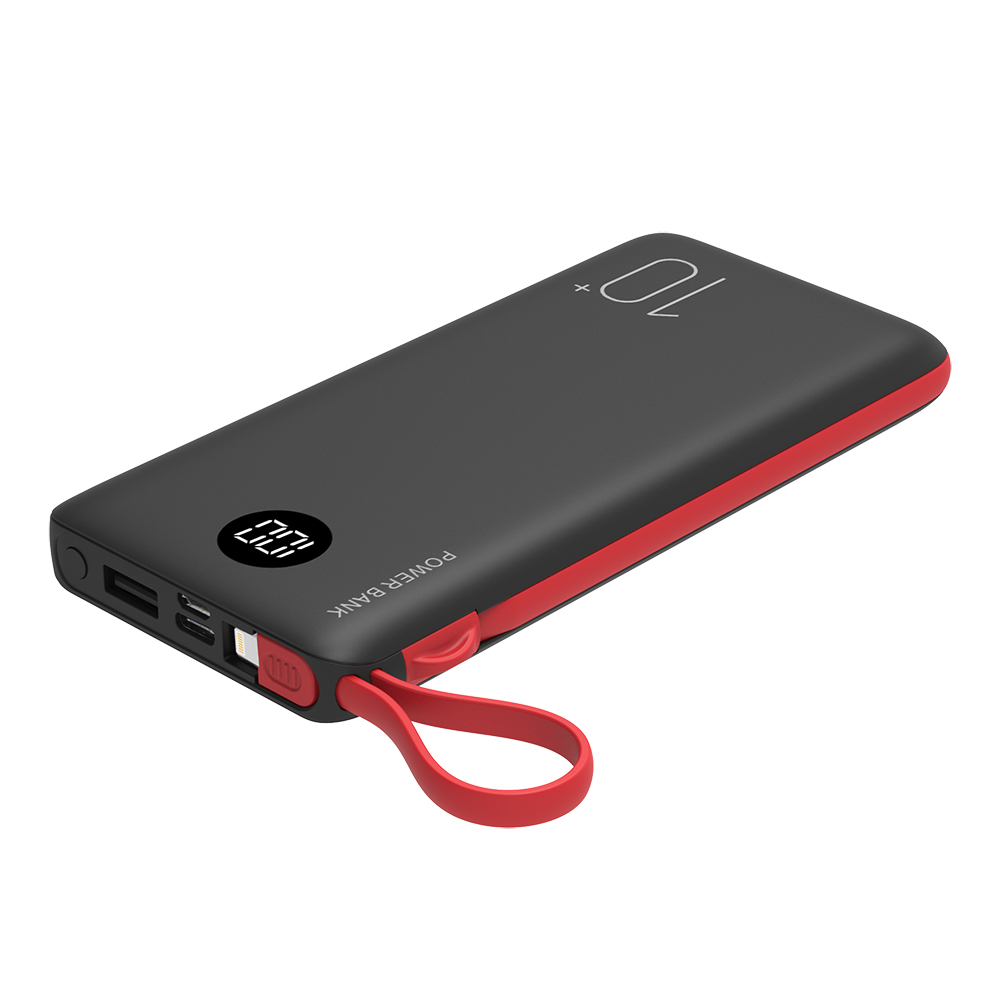 New products promotion powerbank 10000mAh battery charger power banks custom logo built in cable with digital display 