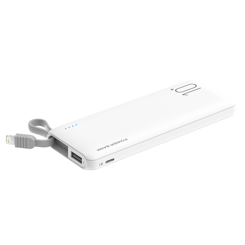 Super slim powerbank 10000 mah built in lightning cable innovative products power bank 