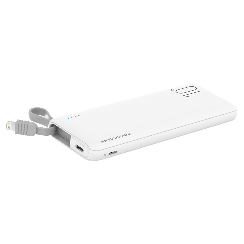 Portable Power Bank 10000mah with build in cable for mobile phone 