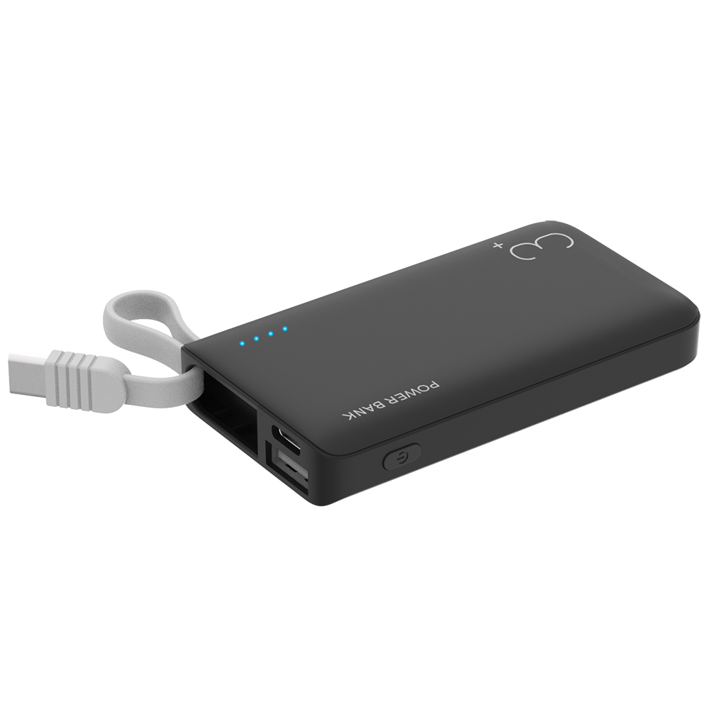 Small slim power bank 3000mAh power bank build in Type-C cable Portable Mobile Charger 