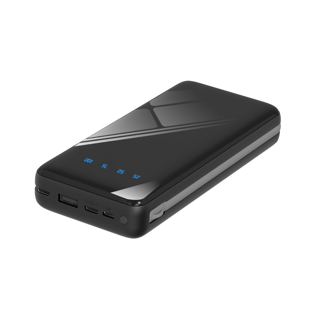 Popular High Capacity Powerbank 20000mah Build in cable with 2 output portable charger 