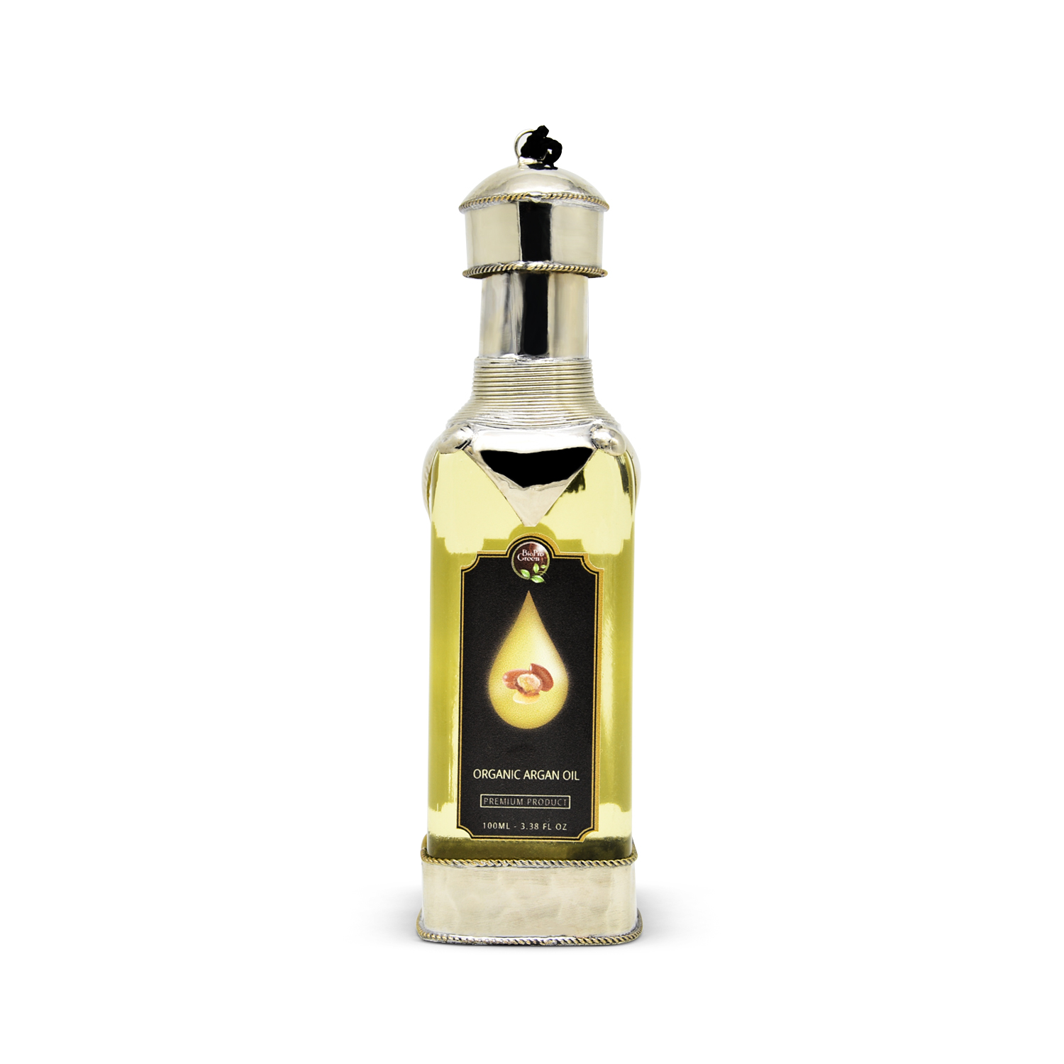Pure organic argan oil from Morocco in handmade oriental bottle