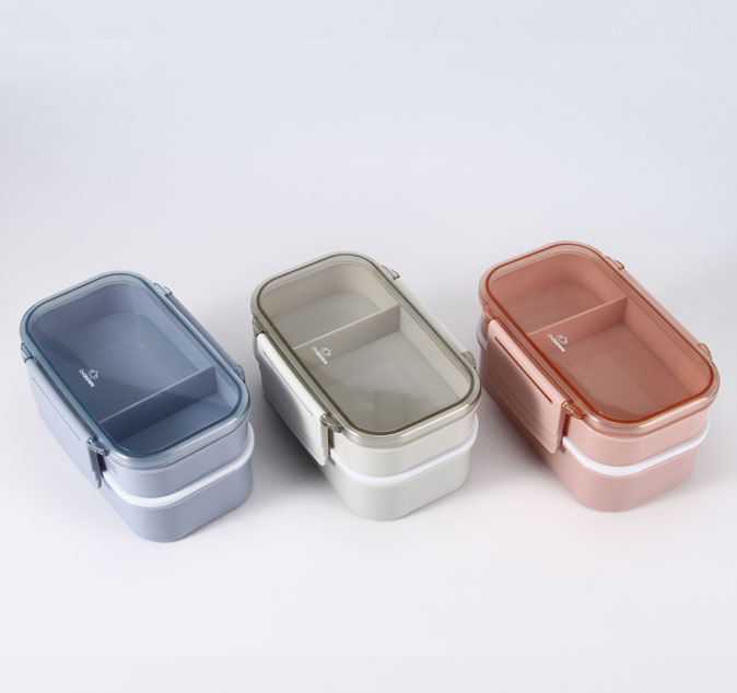 2-layer Plastic Easy-lock Lunch Box