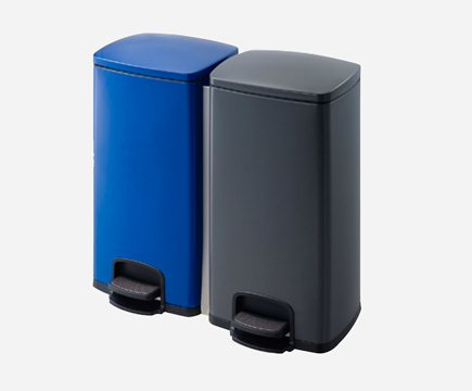 MAX-F108-A Stainless Steel Powder Coated Blue/gray Double Stainless Steel Pedal Bin for Office