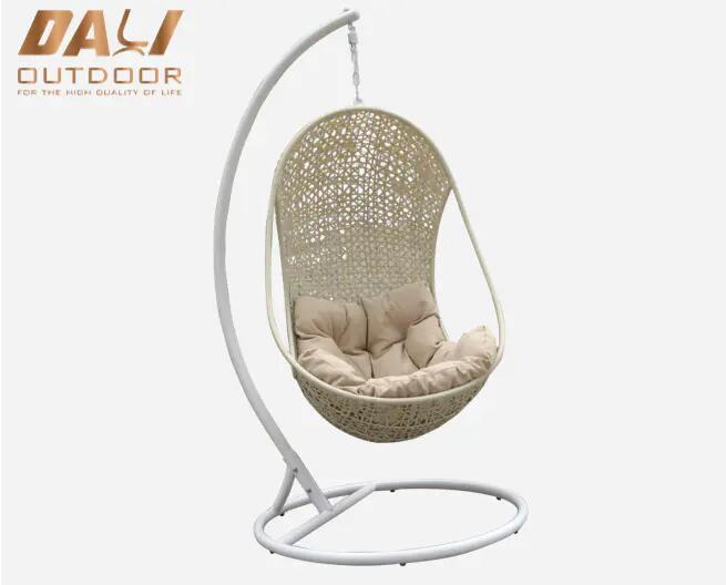 Indoor Outdoor Patio Rattan Wicker Hanging Egg Swing Chair With Metal Stand