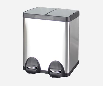MAX-SN354A 2 Comparment 60l Stainless Steel Foot Pedal Waste Bin for Office Dustbin