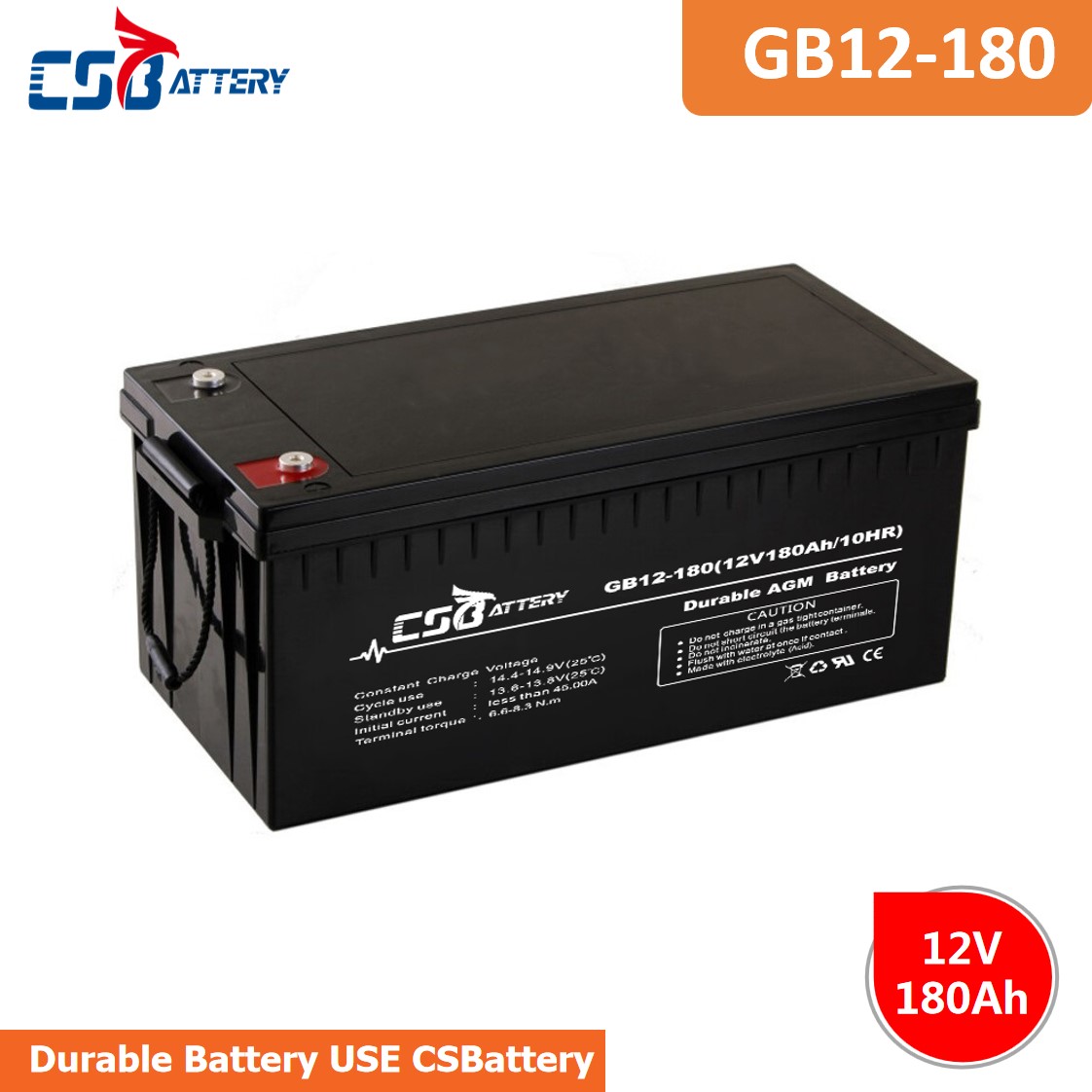 Csbattery 12V180ah 3years Warranty Durable Lead-Acid Battery for Solar/Machine/Excavators/Vs: Hoppecke/Fortune/Amy