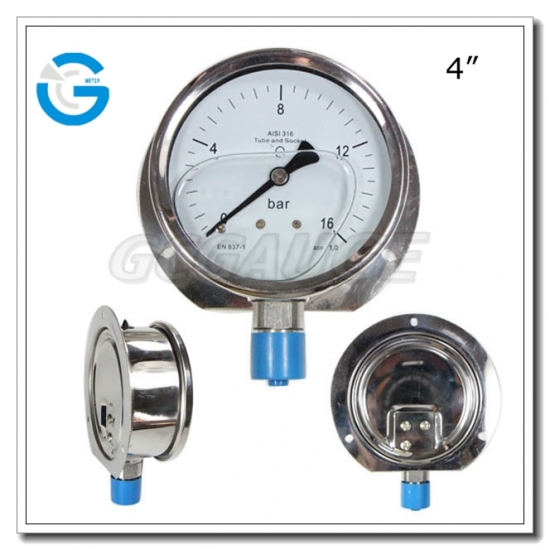 4 Inch Stainless Steel Pressure Gauge Oxygen Use With Oil Filled
