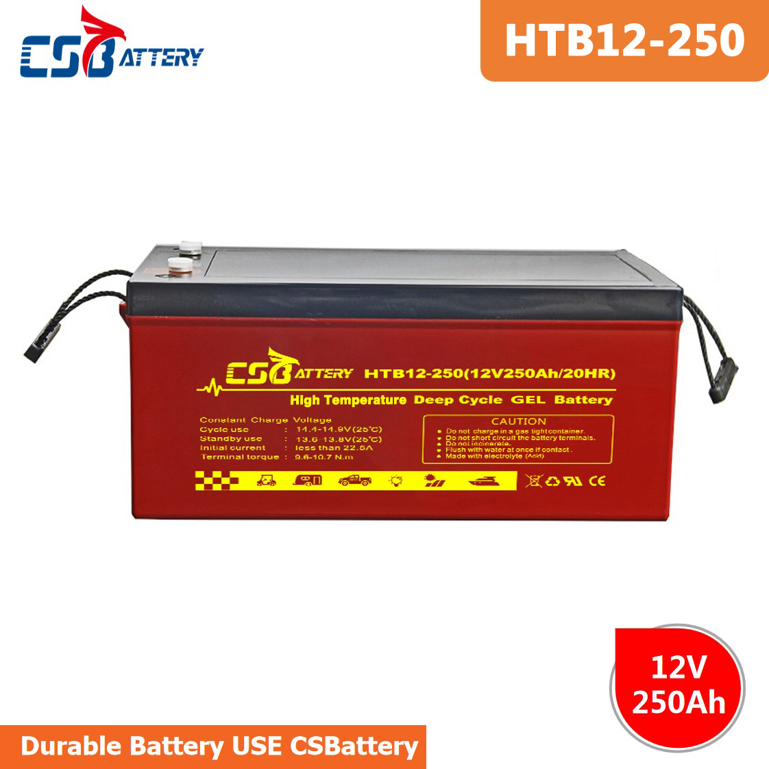 Csbattery 12V250ah Deep Cycle Solar Gel Battery for Marine/Solar-Panel/PV/Rechargeable/Automotive-Vehicle/Ali