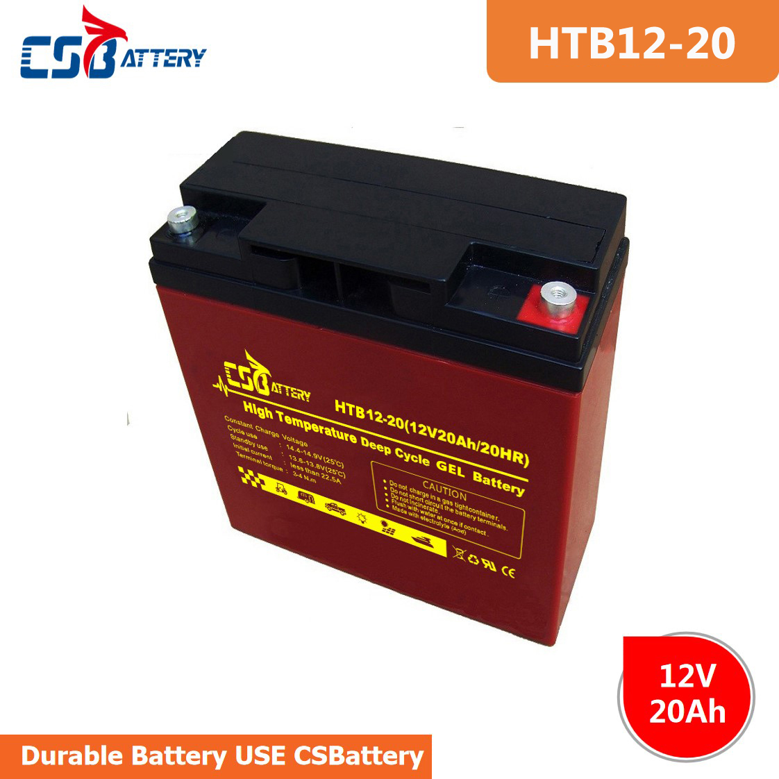 Csbattery 12V20ah Maintenance Free Gel Battery for Electric-Bicycle/Laptop-Batteries/Solar-Generator/Solar-Pump/Ali