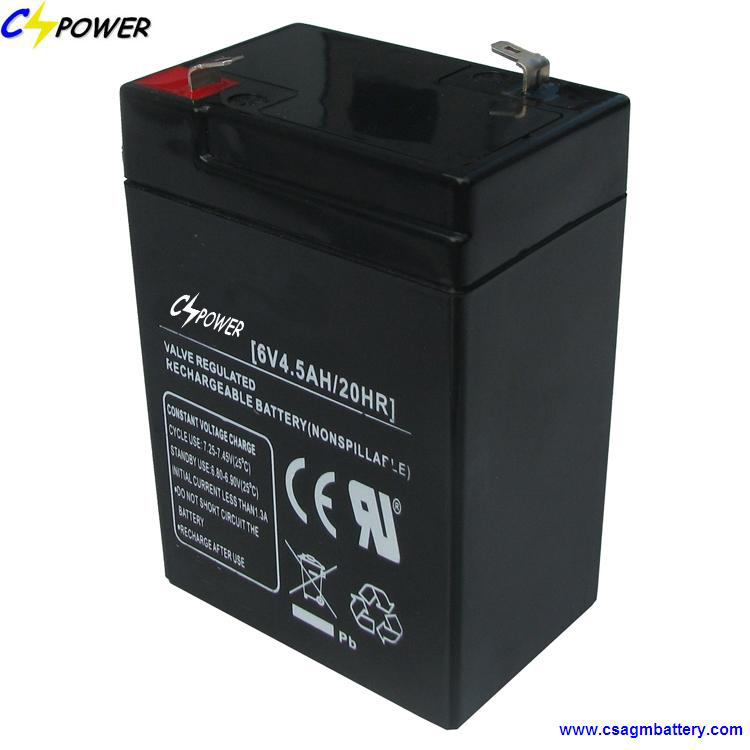 Csbattery 6V4.5ah Rechargeable AGM Battery for Emergency-Light/Alarm/UPS/Solar/Golf-Car/Telecom/Inverter/Alina