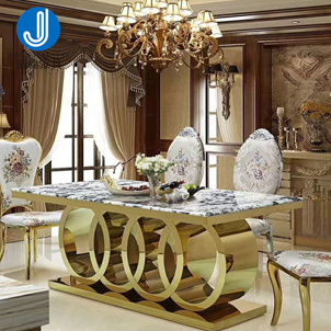 Wholesale Gold Metal Stainless Steel Dining Room Sets Marble Dinning Table Chairs Set