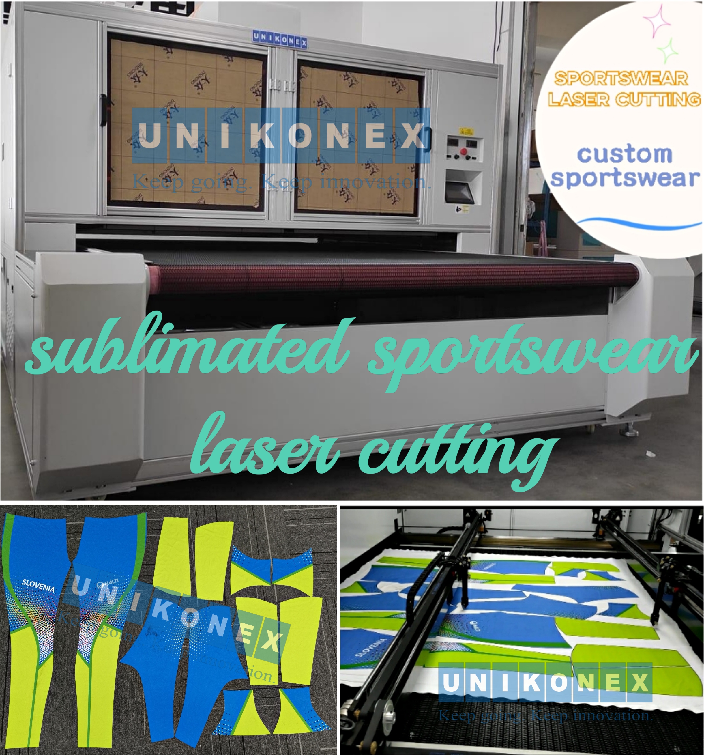Vision laser cutting for sublimation printed sportswear