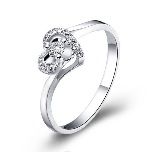 Heart-shaped love ring 925 sterling silver ring engagement ring