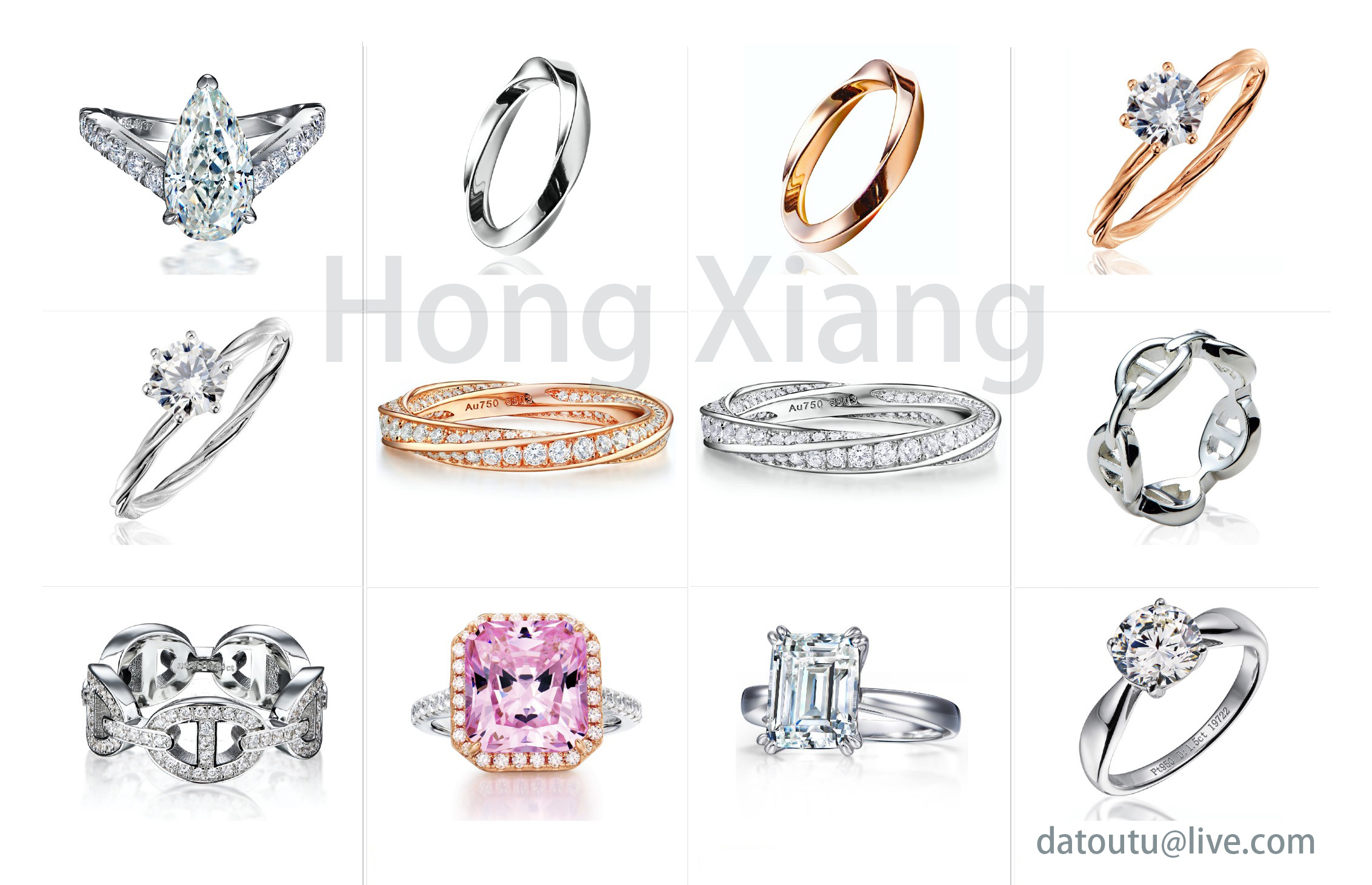 Simple design ring set with zircon ring luxury fashion