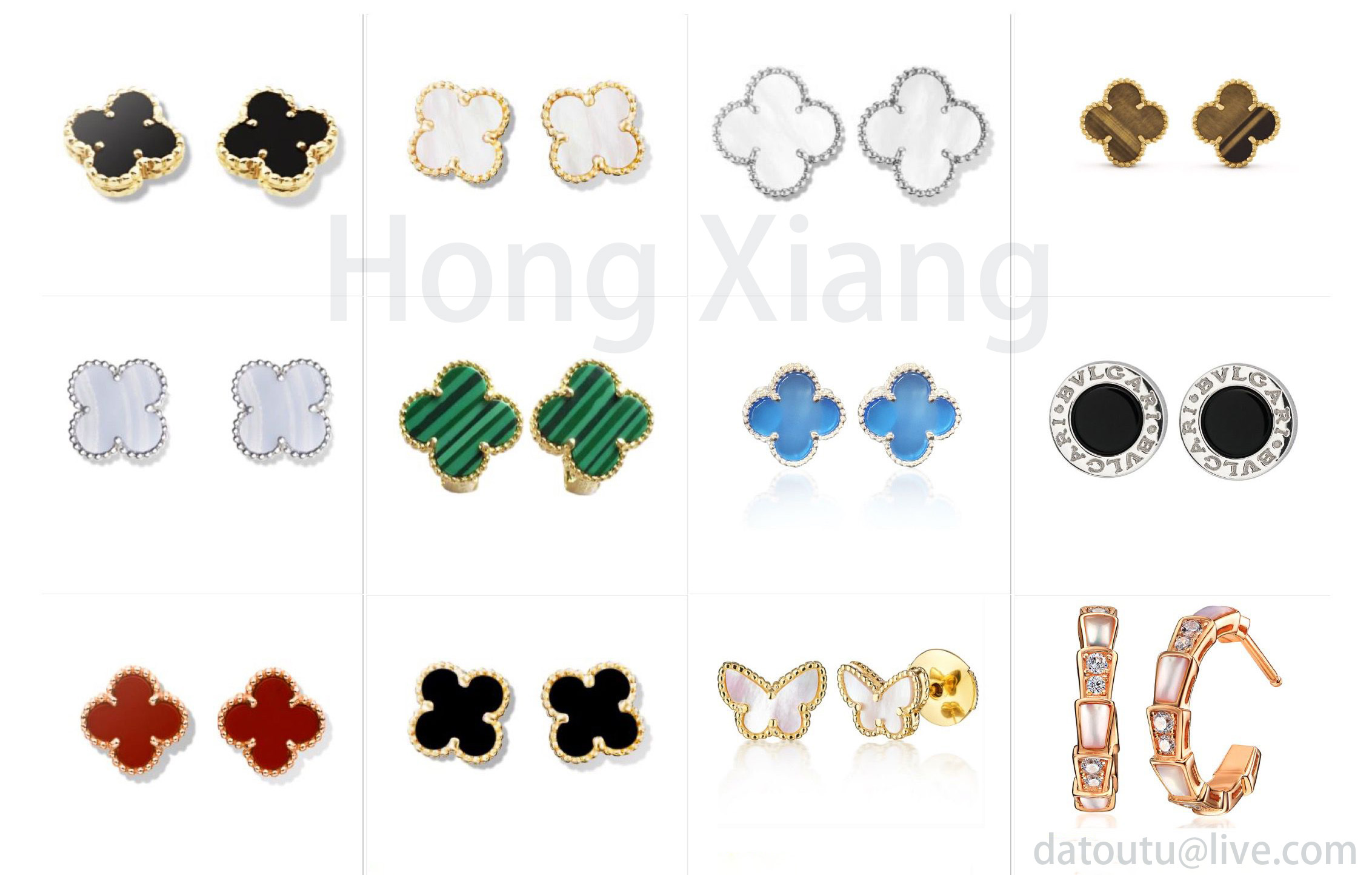 Various colors four-leaf clover earrings butterfly earrings