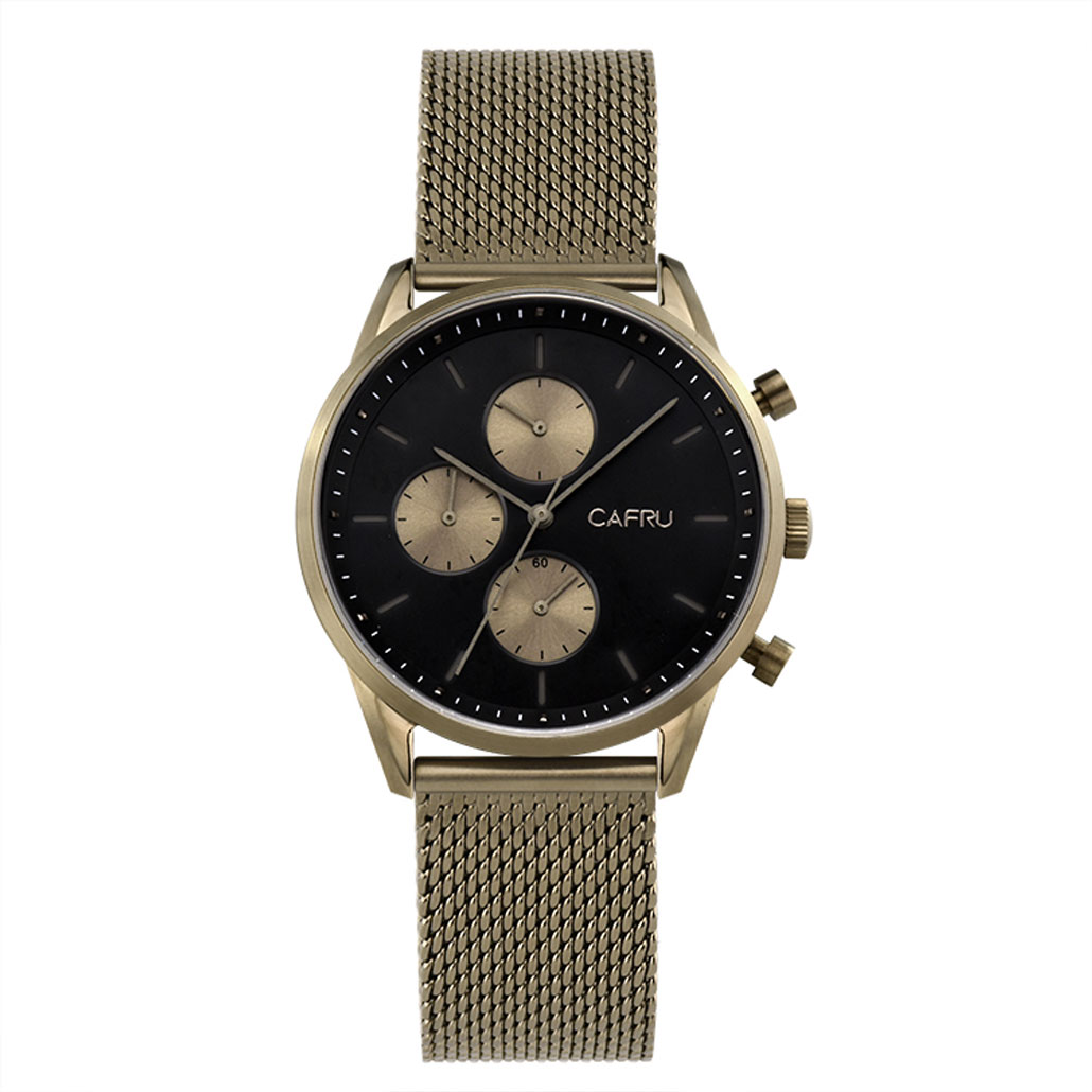 KHAKI AND BLACK MEN'S WATCH WITH STAINLESS-STEEL MESH BAND MANUFACTURER