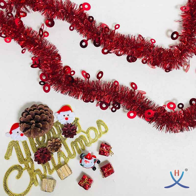 Hexing Wholesale Christmas Circle Tinsel Foil Garland Best Quality Party Festive Items