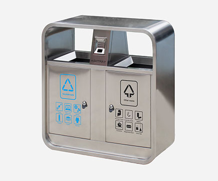 MAX-HB220 Outdoor Stainless Steel Rubbish Bin With Ashtray For Street