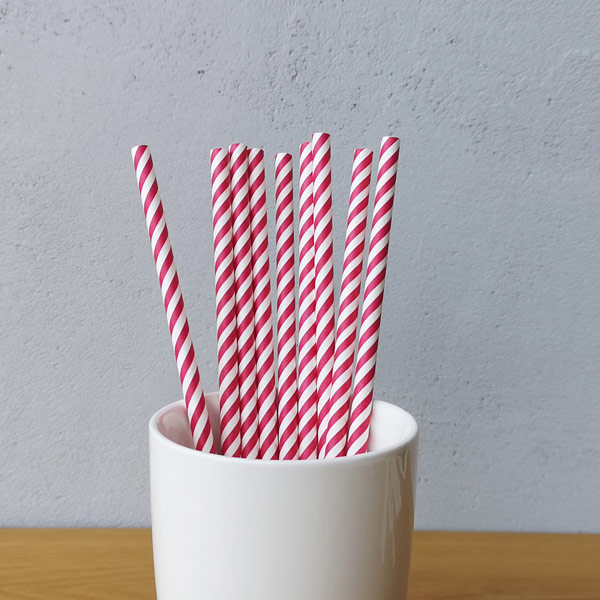 Red Small Striped Drinking Paper Straws