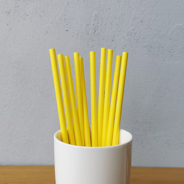 Yellow Solid Drinking Paper Straws