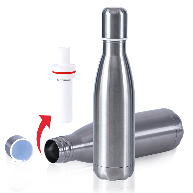 BPA free portable water filtered food grade stainless steel water bottle with filter for camping
