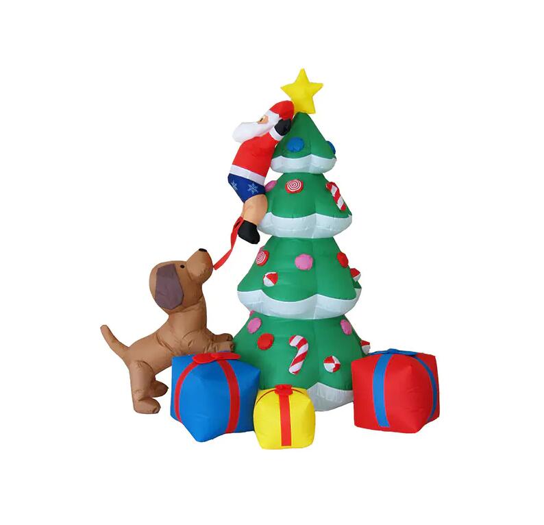 Christmas Inflatable Santa on Tree with Doggy and gift boxes FL18QT-20
