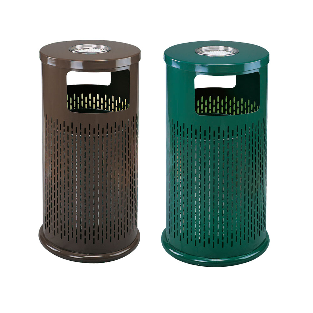 MAX-HK73 Wholesale Outdoor Street Steel Bucket Recycling Dust Bin Outside Litter Bins Garbage with Ashtray	