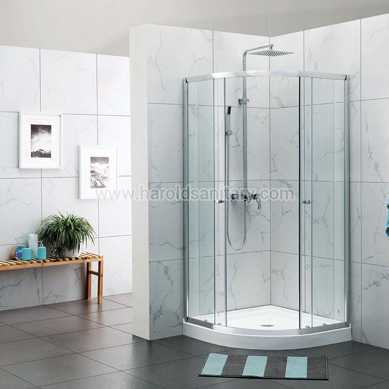 Framed Round Shower Cabins With Double Sliding Doors