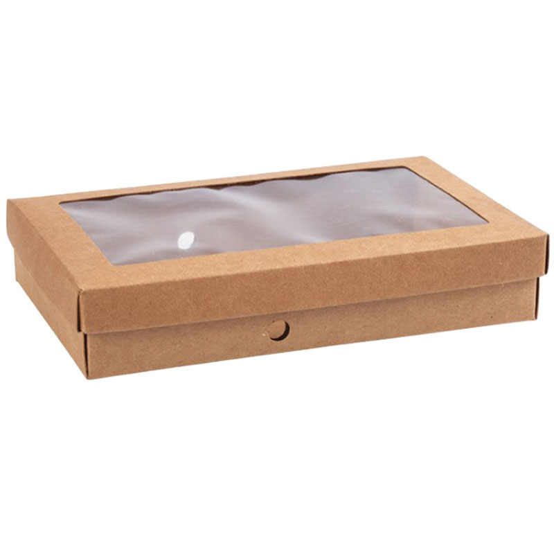 Kraft Paper Brown Packing Box With Window And Lid