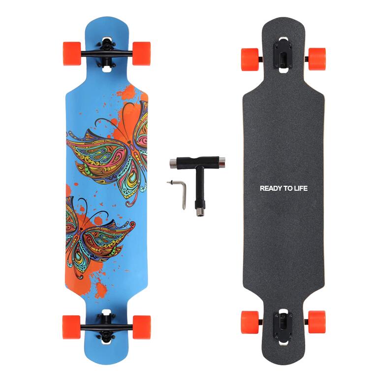 High Quality Cruiser Longboard Skateboard Hard Maple Deck Made Drop Through Longboard for Adults Teens and Kids Fish Skateboard