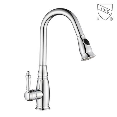 CUPC certified brass faucet 1-handle deck mount pull-out handle/lever kitchen faucet