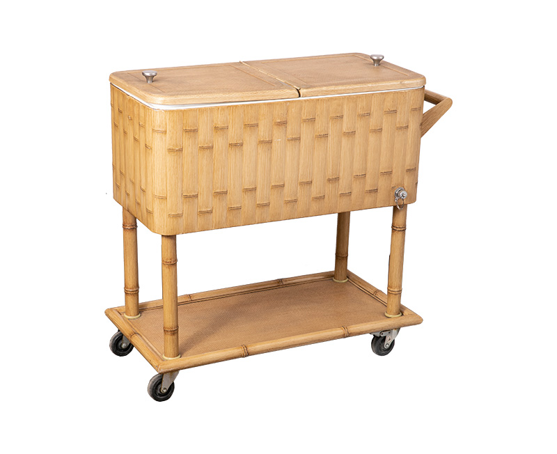 80QT Outdoor Characteristic Wood Grain Cooler Cart