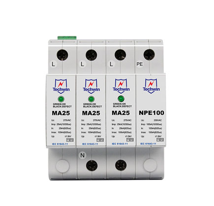 Type 1+2 /Class B+C Switch-type Gap Technology Lightning Surge Protector with TUV mark