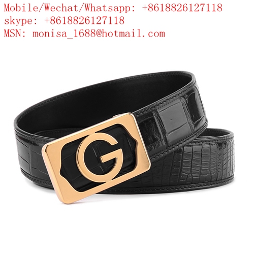 Crocodile Leather Belt Men's Genuine Leather Business Casual Thailand High-End Pants Belt G Letter Without Stitching Belt