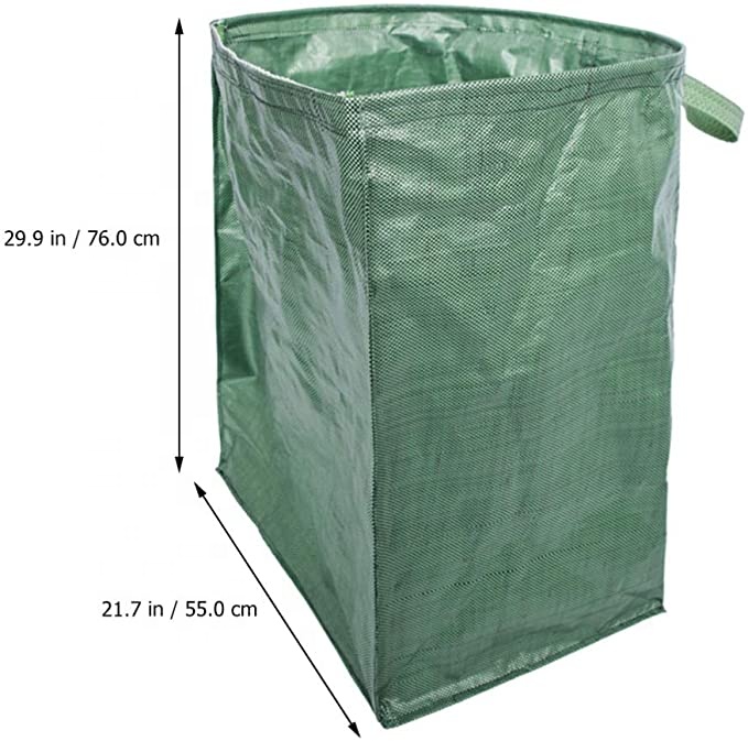 PP Woven Garden Waste Bag / 53 Gallons Flat Edge Yard Heavy Duty Reusable Garden Leaf Bag For Lawn