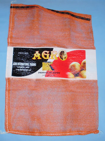 orange polypropylene leno onion potato label mesh sacks with drawstring