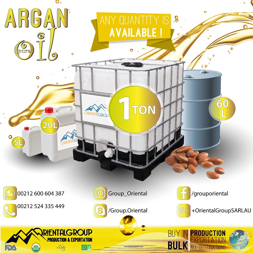 Pure & Certified Organic Virgin And Deodorized Argan Oil Private Label