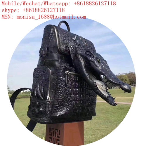 Thailand Crocodile Leather Men's Backpack Large Capacity Business Casual Computer Backpack Leather Travel School Bag