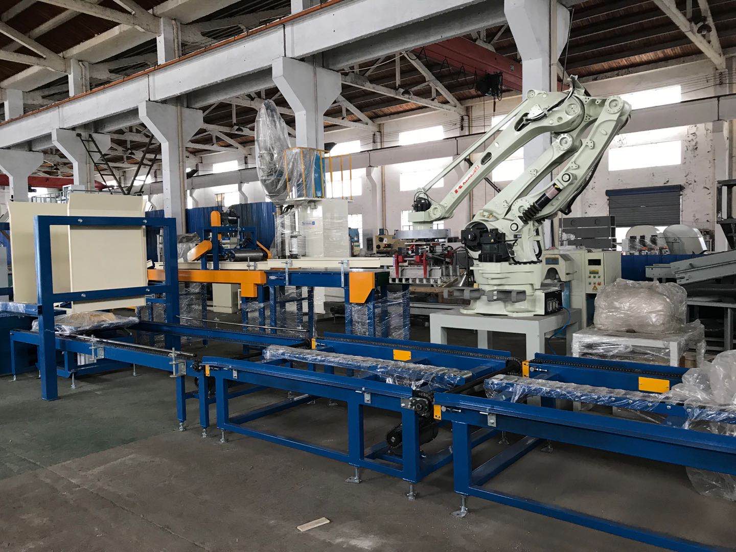 Robotic Palletiser Line Precipitated Silica Packing Machine Dust Collector Automatic valve bag packing Modified starch valve bag filling machine for Fine Hydrated Lime Lump Charcoal Packing Machine Ro