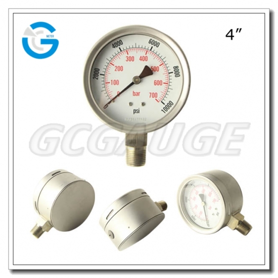 4 Inch All Stainless Steel Bottom Connection Safety Pattern Pressure Guages with Blow-out Back