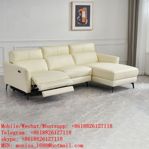 Modern Minimalist Living Room Corner Sofa Three-Seat Combination L-Shaped Chaise Longue Leather Function Electric Sofa