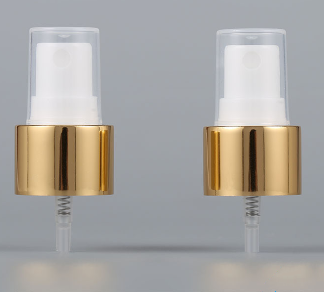 Shiny gold aluminium 20/410 18/410 24/410 mist sprayer for bottle